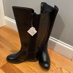 Nwt Black Leather Extra Wide Calf Boots 